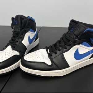 Nike Air Jordan Retro 1 Mid Black Racer Blue Mens 9 DS Sneakers